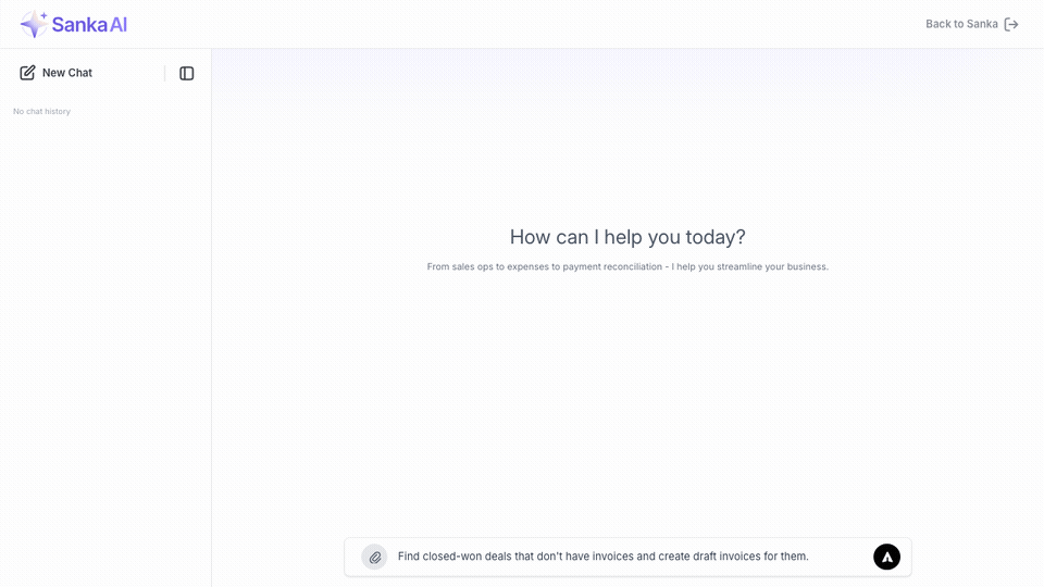 Demo: Creating invoices from closed deals with Sanka AI